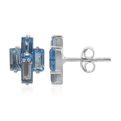 Pendientes en plata con Topacio azul suizo