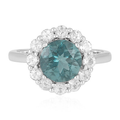 Anillo en plata con Fluorita tono petróleo de Bélgica