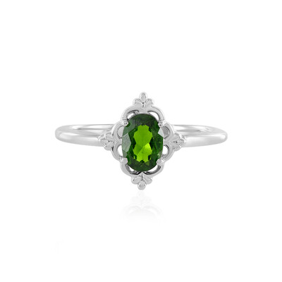 Anillo en plata con Diópsido de Rusia