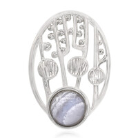 Colgante en plata con Ágata de lazo azul