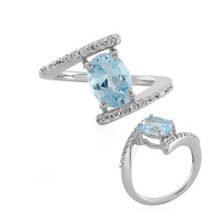 Anillo en plata con Topacio azul cielo