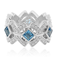 Anillo en plata con Topacio azul suizo (Dallas Prince Designs)