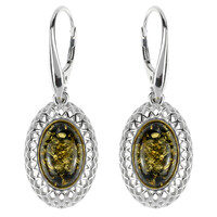 Pendientes en plata con Ámbar verde