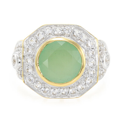 Anillo en plata con Calcedonia verde