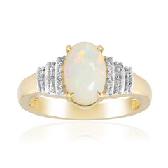 Anillo en oro con Ópalo blanco de Brasil