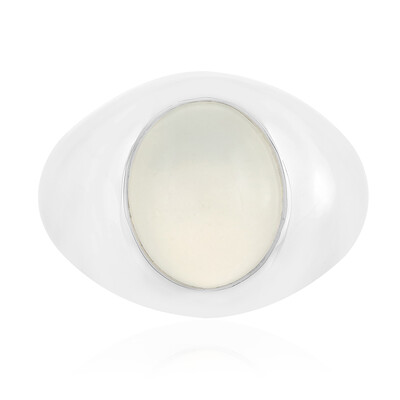 Anillo en plata con Piedra de Luna blanca
