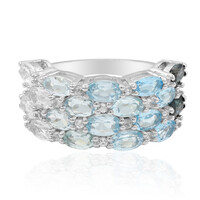 Anillo en plata con Topacio azul de Londres
