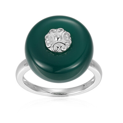 Anillo en plata con Ágata verde