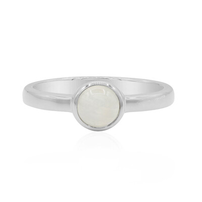 Anillo en plata con Piedra de Luna arcoíris