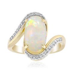 Anillo en oro con Ópalo blanco de Brasil