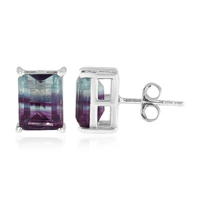 Pendientes en plata con Fluorita multicolor
