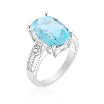 Anillo en plata con Topacio azul cielo