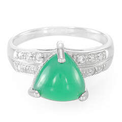 Anillo en plata con Calcedonia verde