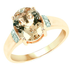 Anillo en oro con Morganita de Brasil AAA