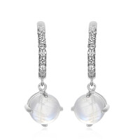 Pendientes en plata con Piedra de luna arco iris de Tanzania