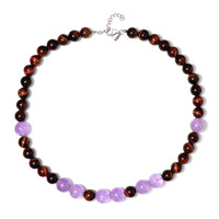 Collar en plata con Ojo de tigre rojo