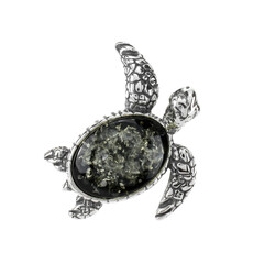 Colgante en plata con Ámbar báltico verde