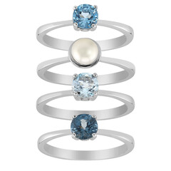 Anillo en plata con Topacio azul suizo