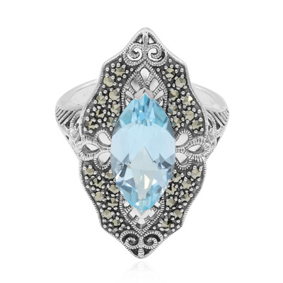Anillo en plata con Topacio azul cielo