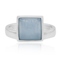 Anillo en plata con Jadeita azul