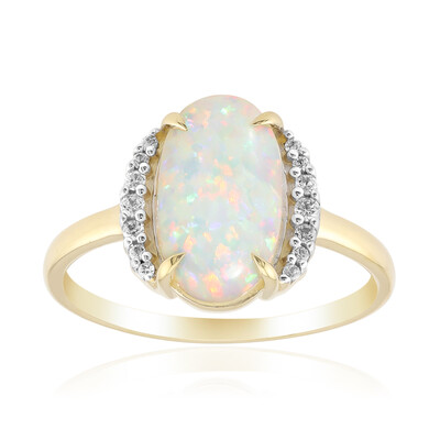 Anillo en oro con Ópalo blanco de Brasil