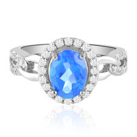 Anillo en plata con Topacio azul índigo