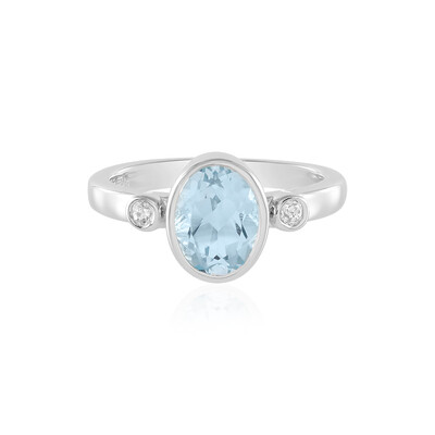 Anillo en plata con Topacio azul cielo