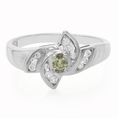 Anillo en plata con Zafiro de pavo real no calentado