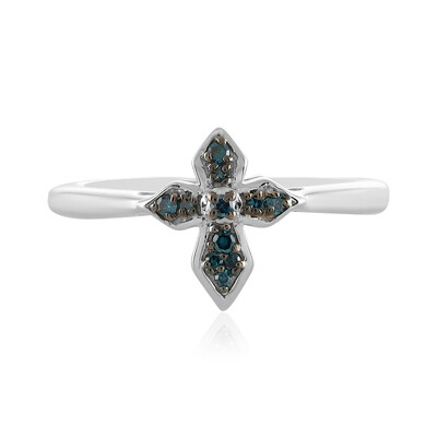 Anillo en plata con Diamante azul I2