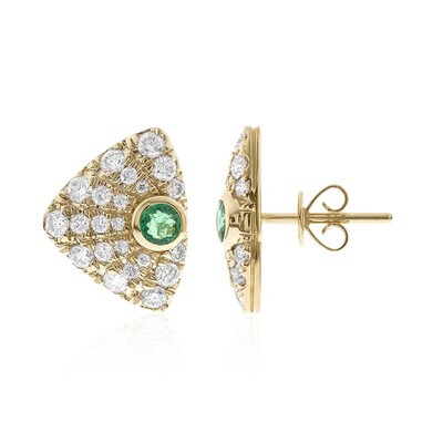 Pendientes en oro con Esmeralda de Zambia AAA (CIRARI)