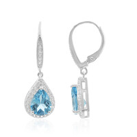 Pendientes en plata con Topacio azul suizo