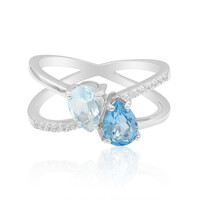 Anillo en plata con Topacio azul cielo