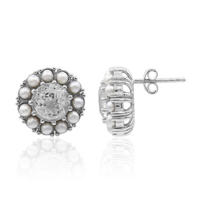 Pendientes en plata con Topacio blanco