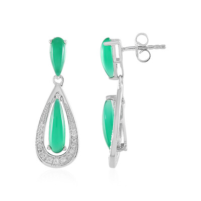 Pendientes en plata con Ágata verde