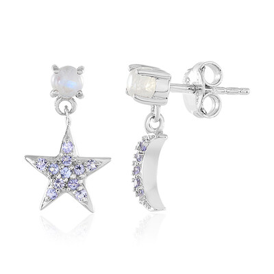 Pendientes en plata con Piedra de Luna arcoíris
