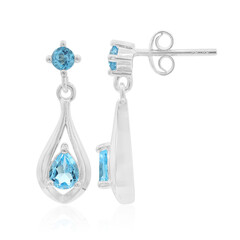 Pendientes en plata con Topacio azul suizo