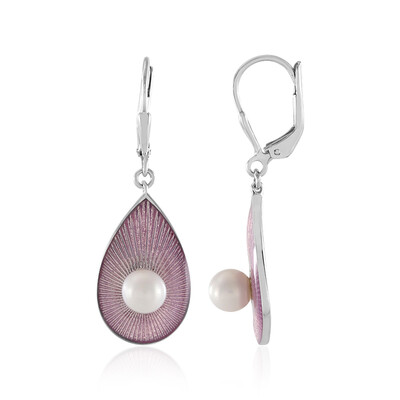 Pendientes en plata con Perla blanca Freshwater (Adela Silber)