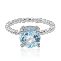 Anillo en plata con Topacio azul cielo