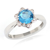 Anillo en plata con Topacio azul suizo