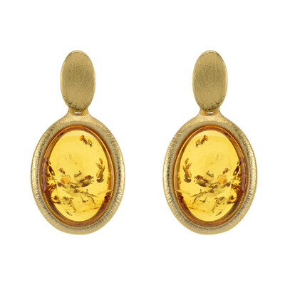 Pendientes en plata con Ámbar báltico cognac (dagen)