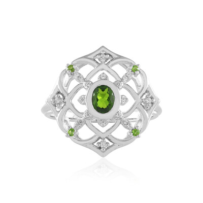 Anillo en plata con Diópsido de Rusia