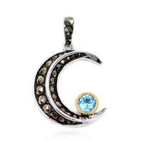 Colgante en plata con Topacio azul suizo