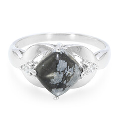 Anillo en plata con Obsidiana Copo de Nieve