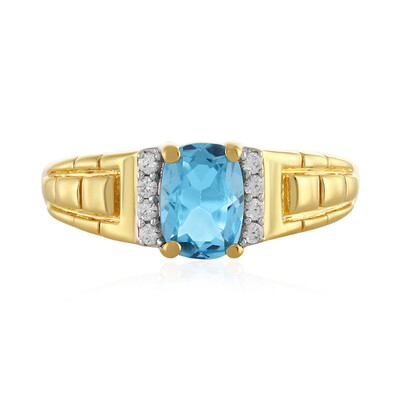 Anillo en plata con Topacio azul suizo
