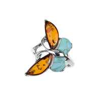 Anillo en plata con Ámbar báltico