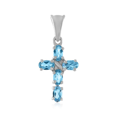Colgante en plata con Topacio azul suizo