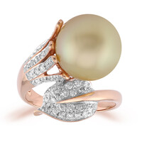 Anillo en oro con Perla dorada del Mar del Sur Kabira  (TPC)