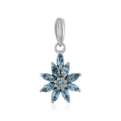 Colgante en plata con Topacio azul suizo