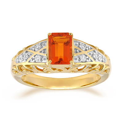 Anillo en oro con Ópalo de fuego AAA de México