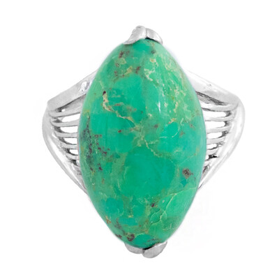 Anillo en plata con Turquesa verde Mohave Kingman